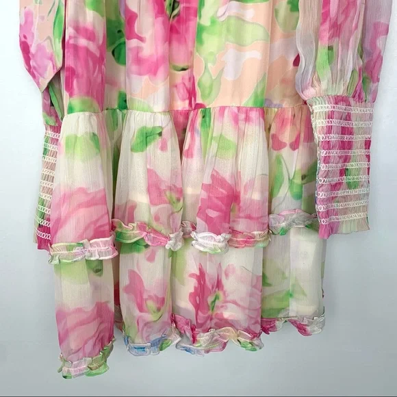 NWT Rococo Sand Alora Mini Off Shoulder Dress Floral Multi Pink Small - Picture 9 of 12